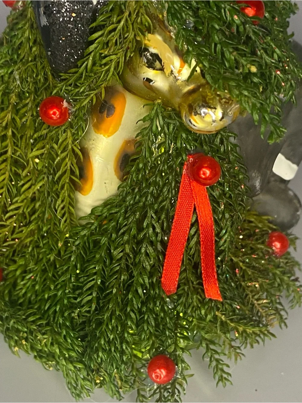 Vintage Blown Glass Bombay Safari/Jungle Animal Holiday Tree Ornament - Green